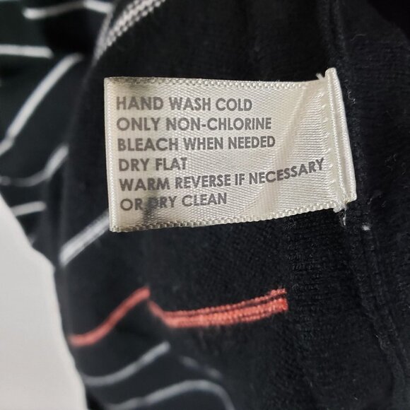 White & Warren Sweater Dress Black Striped Knit Cotton Blend Womens Size Small - Picture 7 of 7